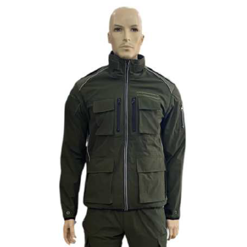 Giacca operativa tessuto tecnico verde scuro